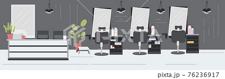 modern hair salon with chairs mirrors reception desk barber hairdresser workplace beauty salon interior horizontal 76236917