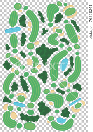 Illustration of a golf course. 18 holes with water hazards and bunkers. Illustration of a golf course. 18 holes with water hazards and bunkers. 76238241