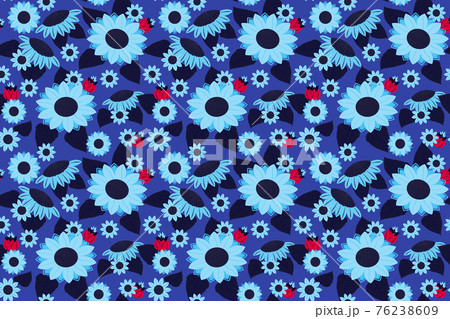 Dark blue sunflower seamless pattern 76238609