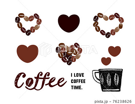コーヒーのイラスト かわいいコーヒー豆のイラストとメッセージ入り アイコンイラスト のイラスト素材