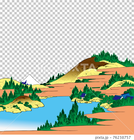 Katsushika Hokusai image Sagami Hakone lake water bright version square white background 76238757