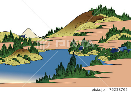 葛飾北斎イメージ相州箱根湖水白バック 葛飾北斎イメージ相州箱根湖水白バック 76238765