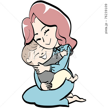 ハグする母と子のイラスト素材