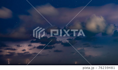 Lightning storm om Mediterranean Sea Lightning storm om Mediterranean Sea 76239481