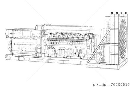 Large industrial diesel generator. Vector Large industrial diesel generator. Vector 76239616