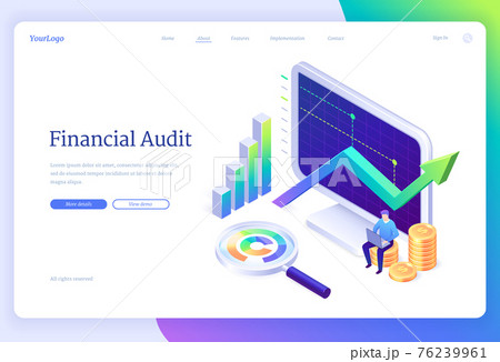 Financial audit isometric landing page, tax report Financial audit isometric landing page, tax report 76239961