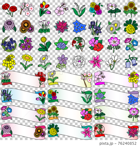 季節の花たち（アイコンとバナー）03 76240852