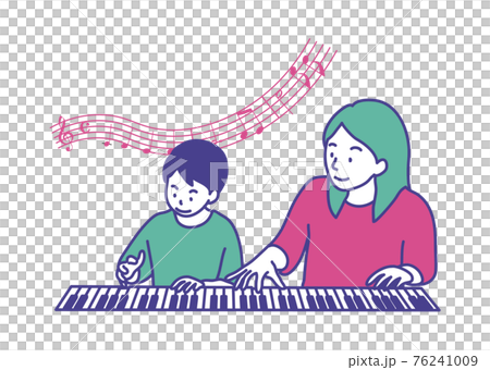 ピアノのレッスンを受けている子供のイラスト ピアノのレッスンを受けている子供のイラスト 76241009