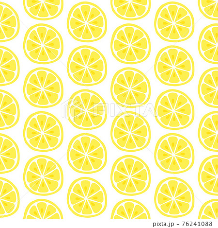 手描きのスライスレモンのパターン素材のイラスト素材