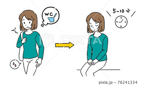 尿もれトレーニングをする女性のイラスト 76241334