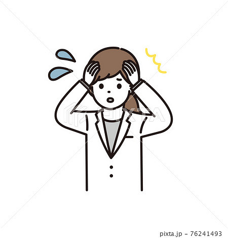 パニックになる女性薬剤師のイラストのイラスト素材