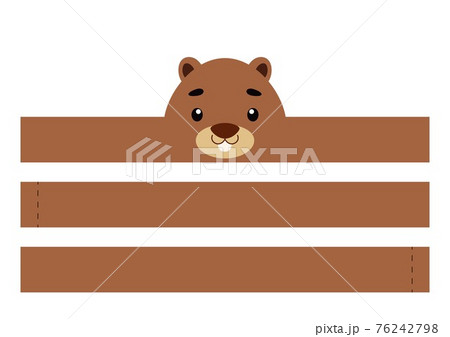 Printable beaver paper crown. Party headband die cut template for birthday, christmas, baby shower. Fun accessory for entertainment. Print, cut and glue. Vector stock illustration 76242798