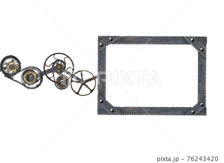 Metallic frame with vintage machine gears and cogwheel Metallic frame with vintage machine gears and cogwheel 76243420