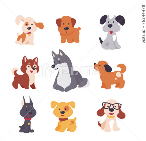 Collection Of Cute Funny Dog Characters のイラスト素材