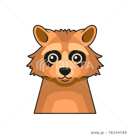 Cute Raccoon Face Cartoon Style on White... - Stock Illustration [76244599]  - PIXTA