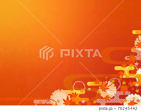 和風　紅葉の装飾フレーム（横向き） 76245442