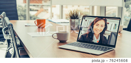 Video call business people meeting on virtual workplace or remote office Video call business people meeting on virtual workplace or remote office 76245608