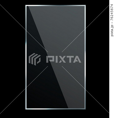 Reflection effect glossy. Transparent glass plastic window with bright glow, plaque reflective texture. Square acrylic realistic banner, billboard with glossy glare vector illustration 76245674