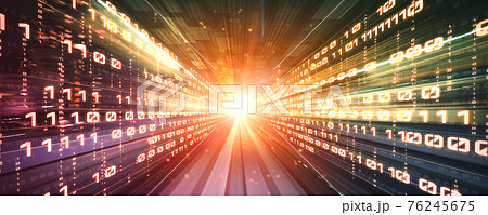 Digital data flow on road with motion blur to create vision of fast speed transfer Digital data flow on road with motion blur to create vision of fast speed transfer 76245675