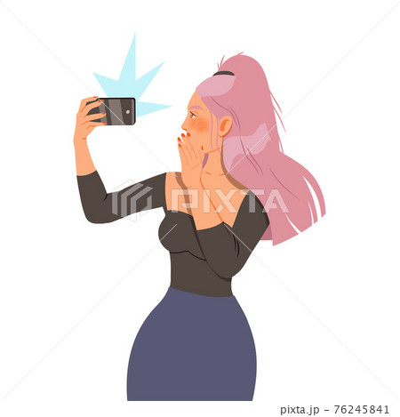 Young Female with Smartphone Recording Street Protest Against Human Rights Violation on Video Vector Illustration Young Female with Smartphone Recording Street Protest Against Human Rights Violation on Video Vector Illustration 76245841