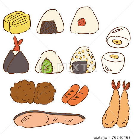 おにぎりとおかずのイラストセット 76246463