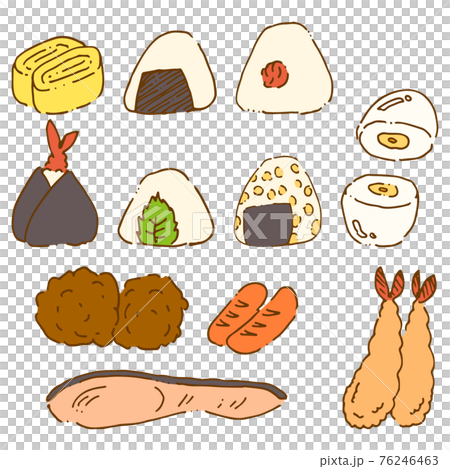 おにぎりとおかずのイラストセット 76246463