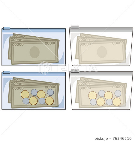 保存袋に現金を入れるイラスト 76246516