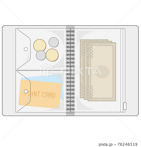 バインダーでお金の管理をするイラストのイラスト素材