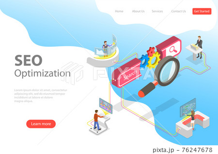 Flat isometric vector landing page template of search engine ranking. Flat isometric vector landing page template of search engine ranking. 76247678