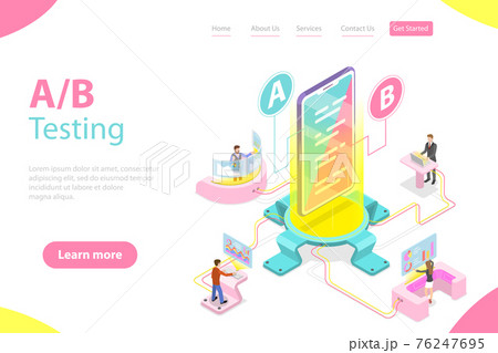 Isometric flat vector concept of AB testing, split test, A-B comparison. 76247695