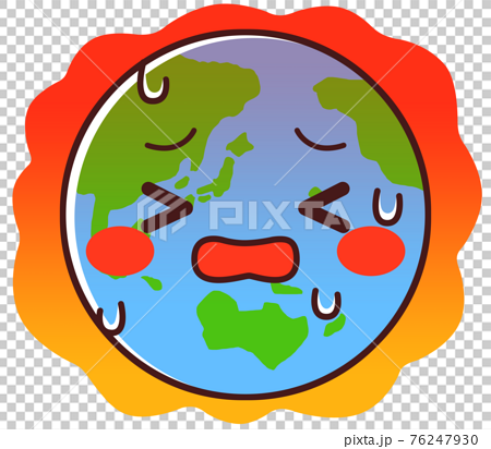 地球のキャラクター 地球温暖化 イラストのイラスト素材