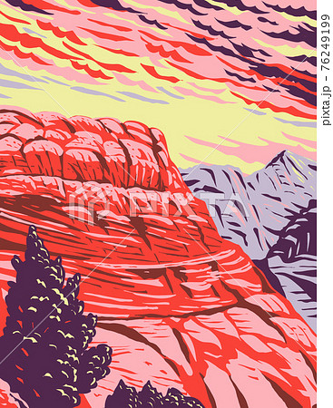 The Vermilion Cliffs National Monument in Coconino County Arizona includes the Paria Plateau Vermilion Cliffs Coyote Buttes and Paria Canyon WPA Poster Art 76249199