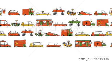 Traffic Jam. Cars on Road. Seamless Pattern for your design 76249410