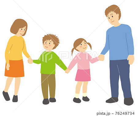 手を繋ぐ家族のイラスト素材