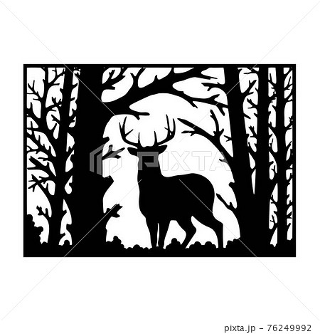 Deer, male - Wildlife Stencils - Deer Silhouette, Wildlife clipart isolated on white 76249992