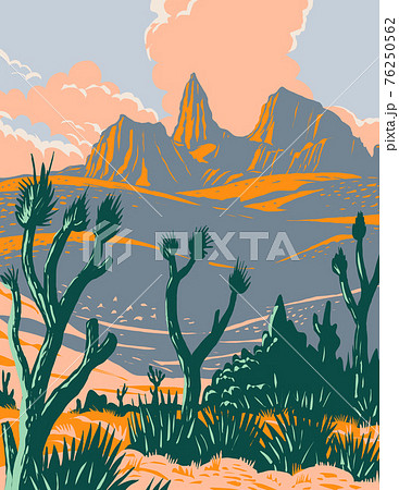 Castle Mountains National Monument located in the Mojave Desert and San Bernardino County California WPA Poster Art 76250562