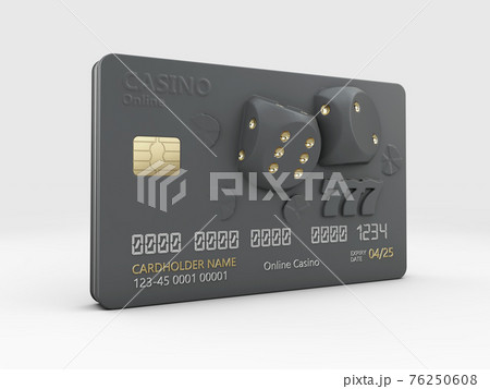 3d Illustration of Bank Card with Dice, clipping path included 76250608