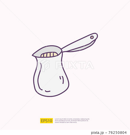 turkish coffee pot for cafe concept vector illustration. hand drawing doodle fill color icon sign symbol 76250804