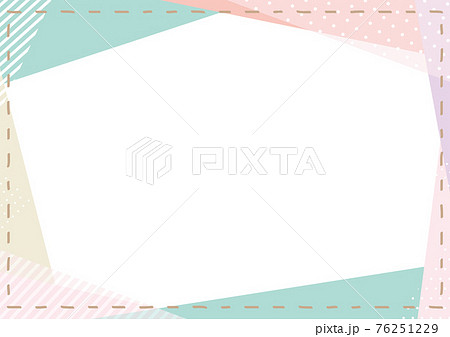 ステッチフレーム パステルカラーの幾何学背景 のイラスト素材
