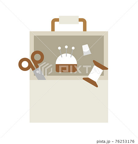 裁縫箱と裁縫道具のイラスト 76253176