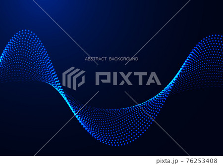 Abstract blue background. Big data. Abstract blue wave flow from particles.Vector technology and science background. 76253408