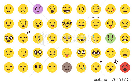 Cartoon vector yellow flat emoji set isolated Cartoon vector yellow flat emoji set isolated 76253739