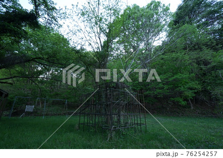 廃墟　山梨県　江草小学校　廃校　教室　校庭　遊具 76254257