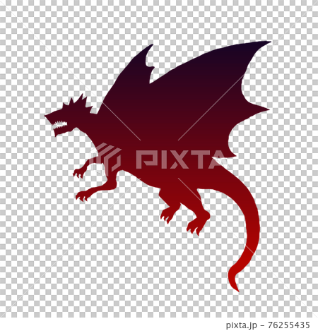 ドラゴンの赤いグラデーションシルエットのイラスト素材