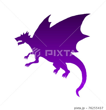 ドラゴンの紫のグラデーションシルエットのイラスト素材