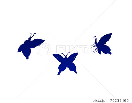 蝶の青のグラデーションシルエットのイラスト素材