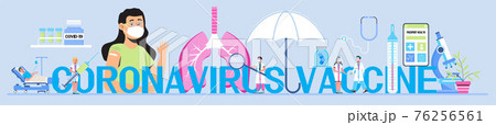 Coronavirus vaccine, immunity passport app. Health passport concept vector for web, header. Doctors wearing medical masks. Travel rules in COVID-19 pandemic. 76256561