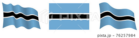 flag of Botswana in static position and in motion, fluttering in wind in exact colors and sizes, on white background