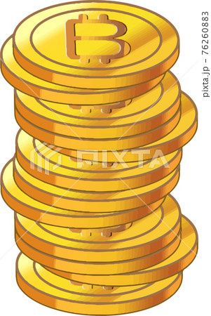 積まれた仮想通貨のイラスト素材 積まれた仮想通貨のイラスト素材