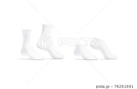 Blank white long, low cut socks pair on tiptoe mockup 76261691